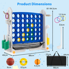 4-in-1 Jumbo Yard Giant Game Set w/ Basketball Hoop, Ring Toss