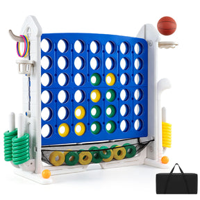 4-in-1 Jumbo Yard Giant Game Set w/ Basketball Hoop, Ring Toss
