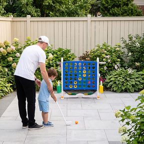 4-in-1 Jumbo Yard Giant Game Set w/ Basketball Hoop, Ring Toss