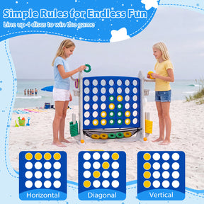 4-in-1 Jumbo Yard Giant Game Set w/ Basketball Hoop, Ring Toss