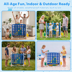4-in-1 Jumbo Yard Giant Game Set w/ Basketball Hoop, Ring Toss