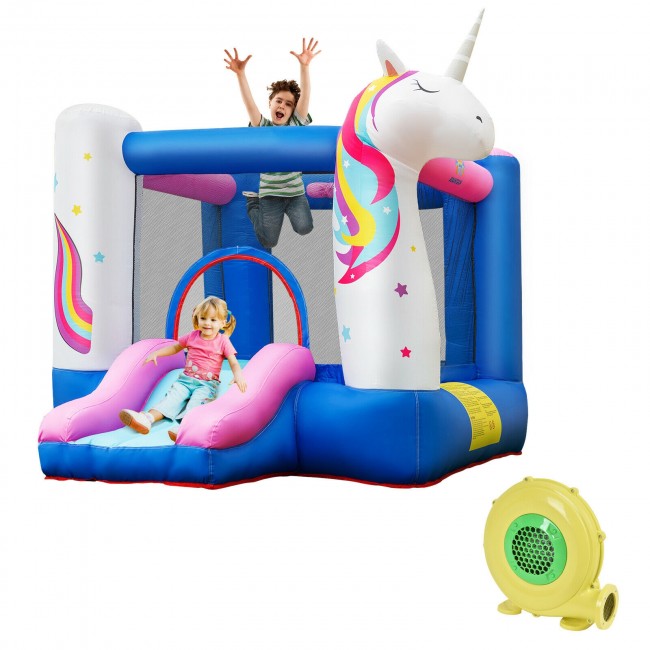 Kids Unicorn Inflatable Bounce House with 480W Blower
