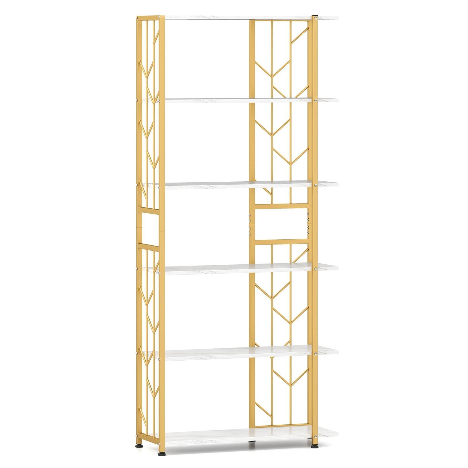 6-Tier Bookshelf Modern Geometric Bookcase