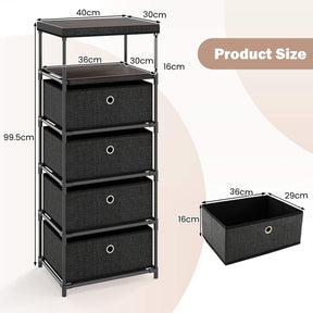 Narrow Dresser with 5 Drawers Slim Storage Tower Space-Saving Chest of Drawers
