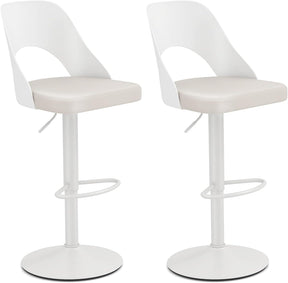 Bar Stools Set of 2, Ergonomic Counter Height Stools with Enlarged PU Leather Seat