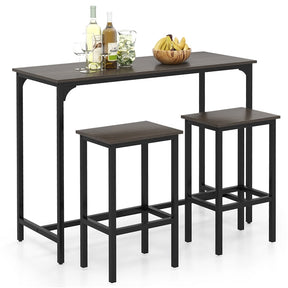 3-Piece Dining Table Set 120cm Counter-Height Kitchen Table & 2 Bar Stools