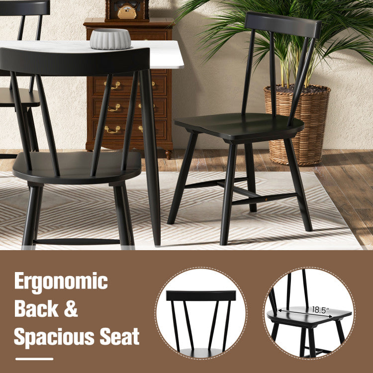 Windsor Style Armless Chairs with Solid Rubber Wood and Anti-slip Foot Pads