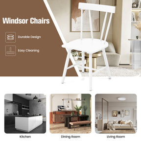 Windsor Style Armless Chairs with Solid Rubber Wood and Anti-slip Foot Pads