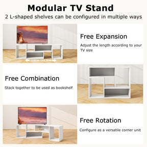 Wood TV Stands 2 PCS TV Console Cabinets for TVs up to 55 Inches
