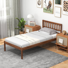 Twin/Full Size Wood Bed Frame with Headboard and 12" Under-bed Storage Space