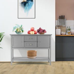Wooden Console Table with Drawers and Storage for Entryway and Kitchen