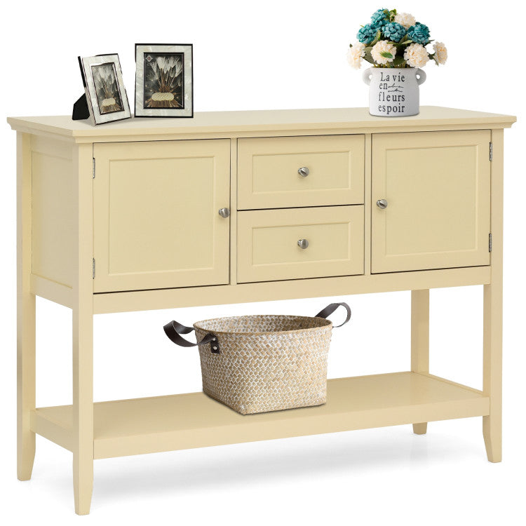 Wooden Console Table with Drawers and Storage for Entryway and Kitchen