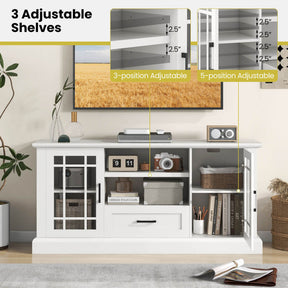Wooden TV Stand Media Console Table Entertainment Center with Storage Cabinets and Adjustable Shelves for TVs up to 70 Inch