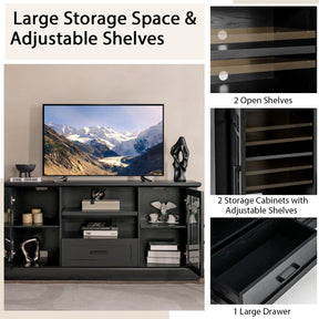 Wooden TV Stand Media Console Table Entertainment Center with Storage Cabinets and Adjustable Shelves for TVs up to 70 Inch
