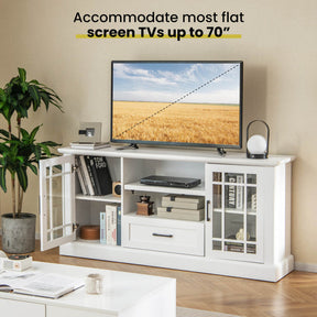 Wooden TV Stand Media Console Table Entertainment Center with Storage Cabinets and Adjustable Shelves for TVs up to 70 Inch