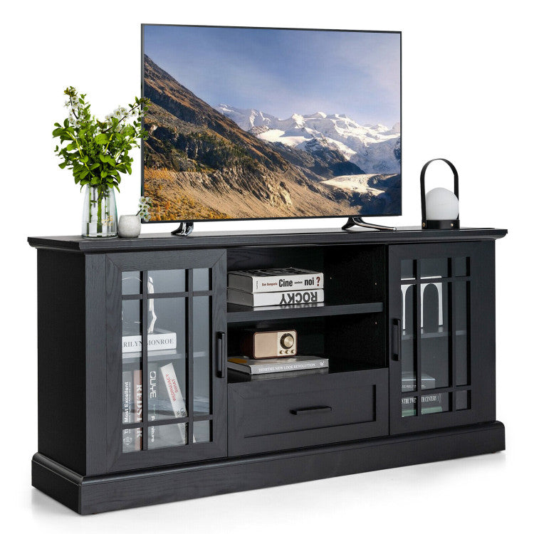 Wooden TV Stand Media Console Table Entertainment Center with Storage Cabinets and Adjustable Shelves for TVs up to 70 Inch