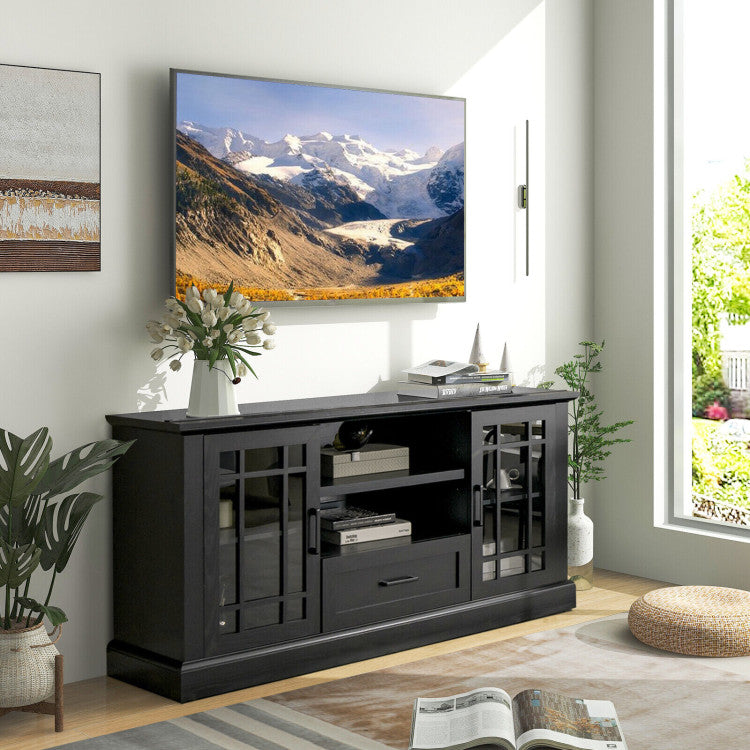 Wooden TV Stand Media Console Table Entertainment Center with Storage Cabinets and Adjustable Shelves for TVs up to 70 Inch