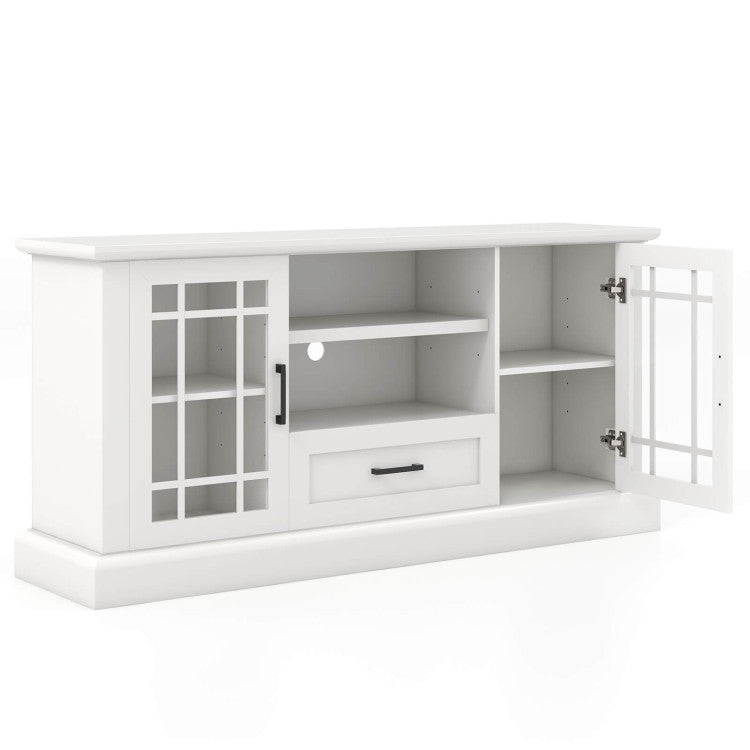Wooden TV Stand Media Console Table Entertainment Center with Storage Cabinets and Adjustable Shelves for TVs up to 70 Inch