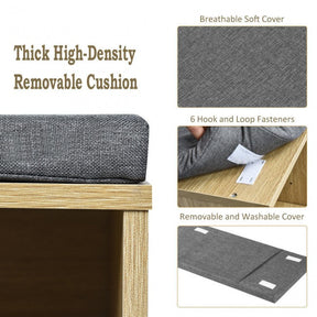 10-Cube Shoe Rack Entryway Organizer Shoe Bench with Storage Padded Cushions and Adjustable Shelves