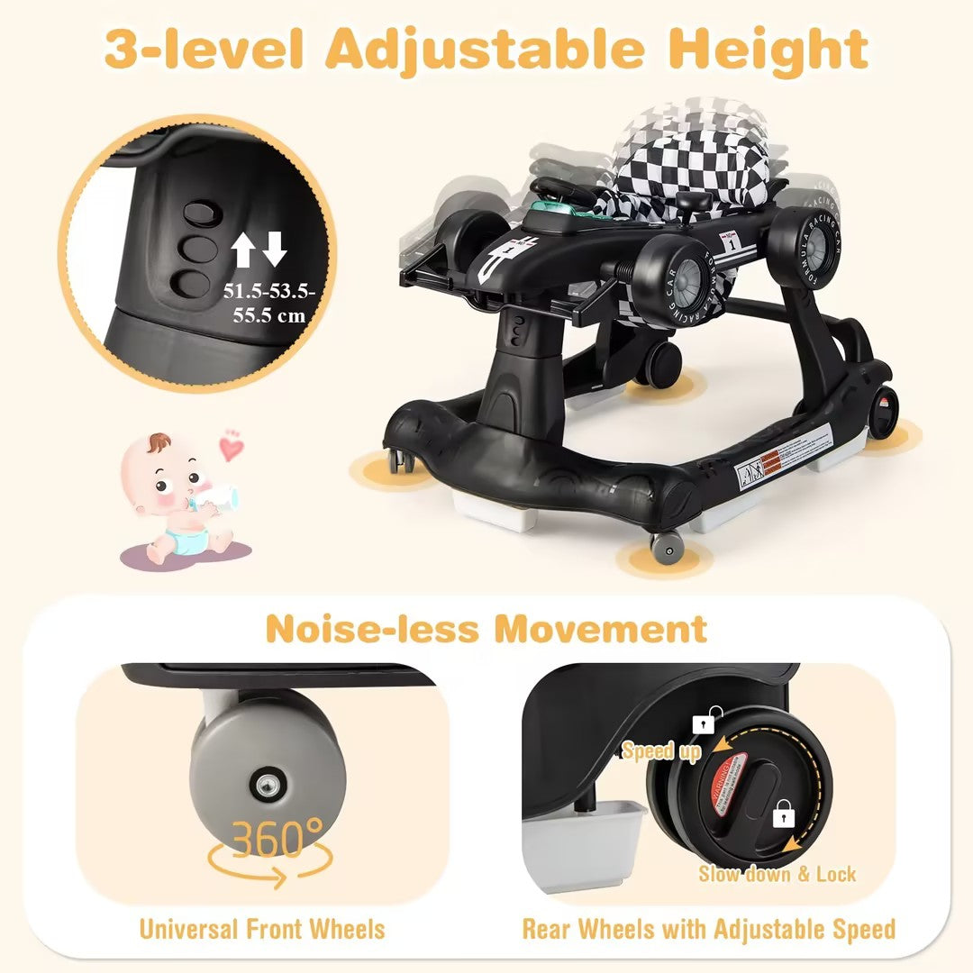 Hikidspace 4-in-1 Baby Walker, Foldable Activity Car Baby Walker