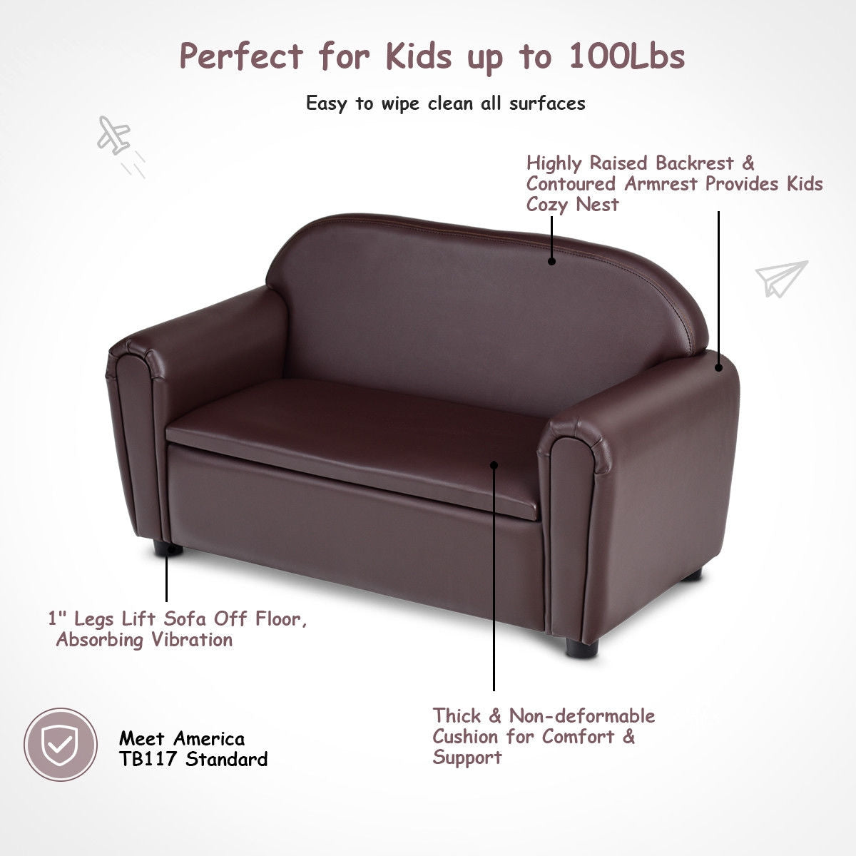 Sofa Armrest Chair with Storage Function for Kids