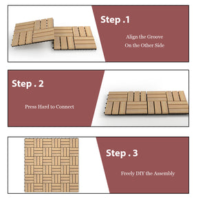 30x30cm Acacia Wood Deck Tiles of 10