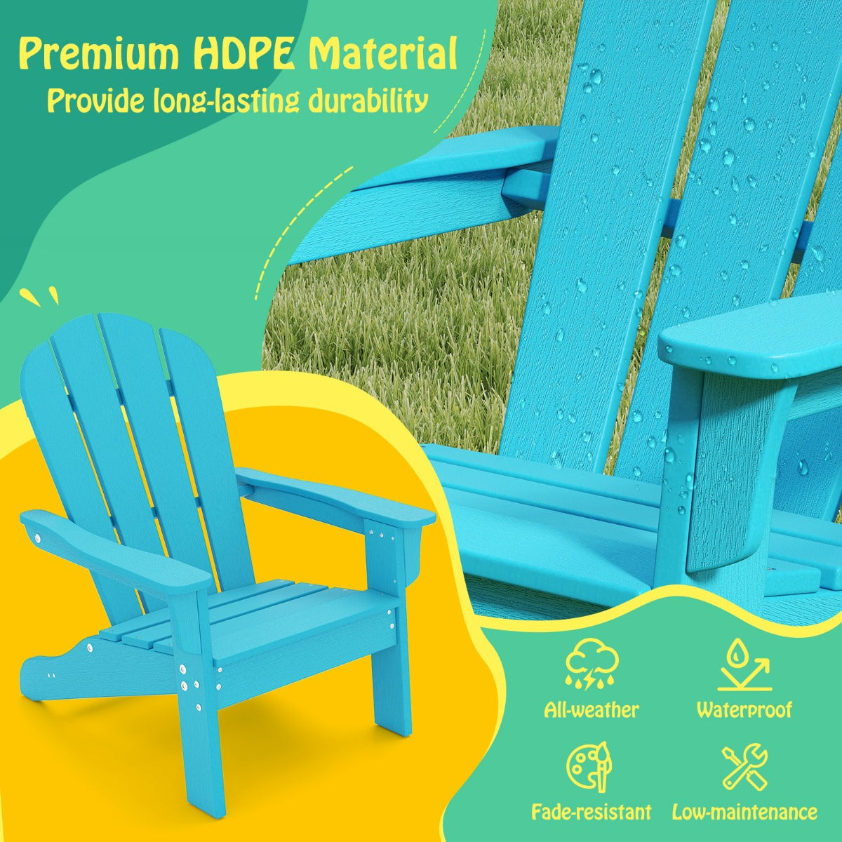 All-Weather HDPE Toddler Lawn Chair with Ergonomic Design