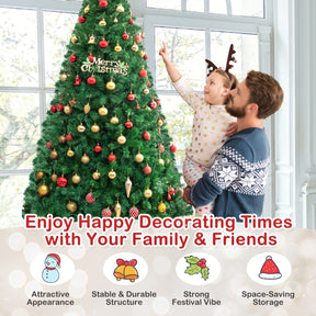 2.4m Artificial Christmas Tree Xmas Pine Tree with Solid Metal Legs