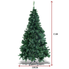 2.1m Artificial Christmas Tree Xmas Pine Tree with Solid Metal Legs