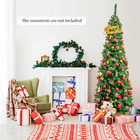 1.98/2.29 M Artificial Pencil Christmas Tree with Tips and LED Lights