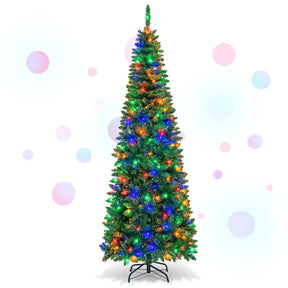 1.98/2.29 M Artificial Pencil Christmas Tree with Tips and LED Lights