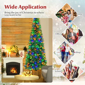 1.98/2.29 M Artificial Pencil Christmas Tree with Tips and LED Lights