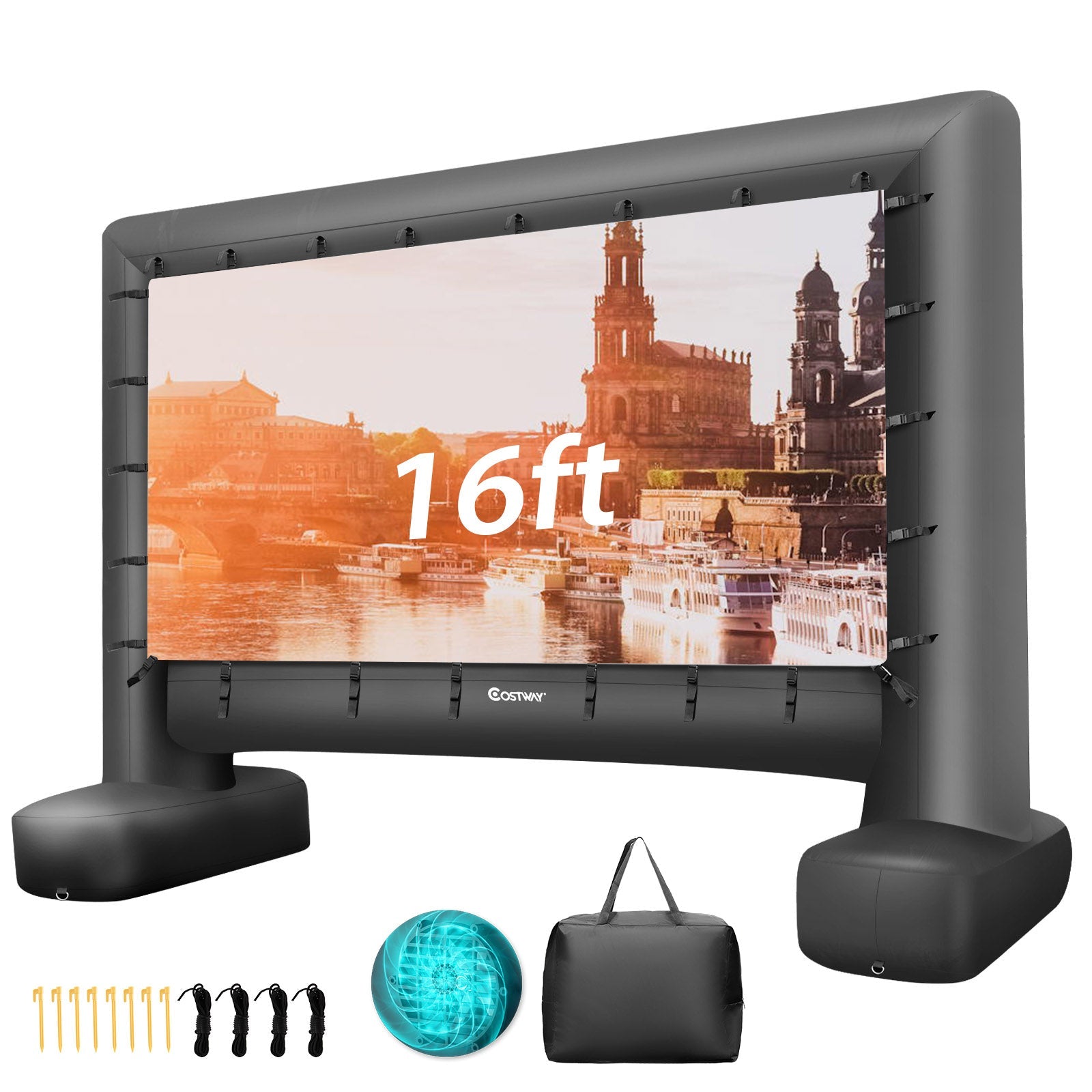 14/15/16Ft Inflatable Movie Projector Screen, Inflatable Movie Screen Outdoor with Air Blower