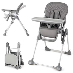 Hikidspace Foldable High Chair for Babies and Toddlers, Portable Adjustable Highchair with Footrest