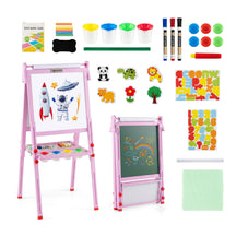 3-in-1 Easel for Kids, Double-Sided Folding Wooden Kids Art Easel with Paper Roll, Adjustable Height
