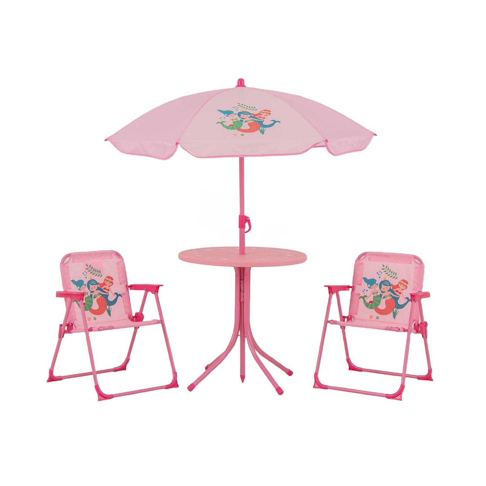 Baby Joy Toddler Outdoor Activity Table with 2 Folding Chairs & a Height Adjustable Umbrella