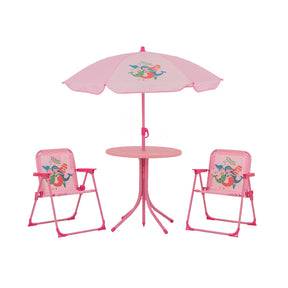 Baby Joy Toddler Outdoor Activity Table with 2 Folding Chairs & a Height Adjustable Umbrella