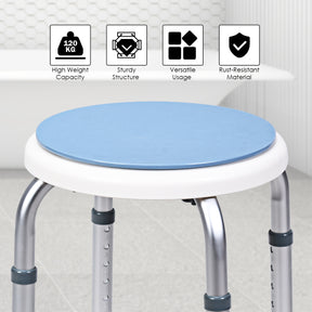 360° Rotating Shower Stool with 6 Height & Anti-Slip Rubber Tips
