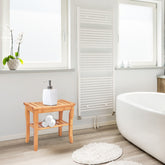 Bamboo Shower Bench Seat with Storage Shelf for Bath