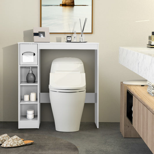 Over The Toilet Storage Cabinet with Adjustable Shelves and Paper Holder