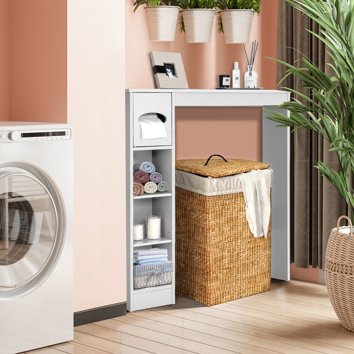 Over The Toilet Storage Cabinet with Adjustable Shelves and Paper Holder