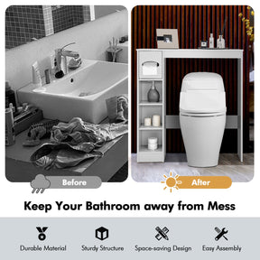 Over The Toilet Storage Cabinet with Adjustable Shelves and Paper Holder