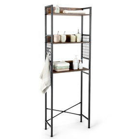 3-Tier Over-The-Toilet Storage Rack with Detachable Hooks