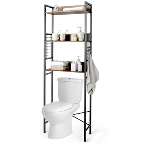 3-Tier Over-The-Toilet Storage Rack with Detachable Hooks