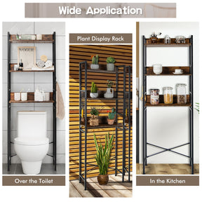 3-Tier Over-The-Toilet Storage Rack with Detachable Hooks