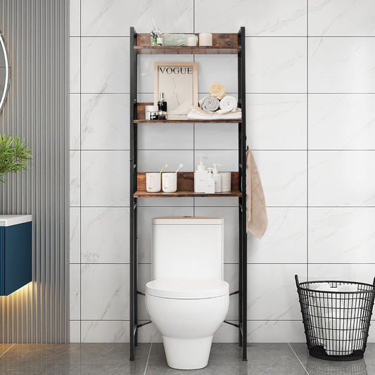 3-Tier Over-The-Toilet Storage Rack with Detachable Hooks