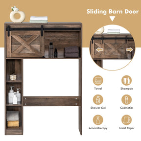 Over The Toilet Storage Cabinet with Sliding Barn Door and Shelves