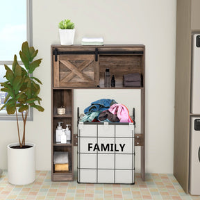 Over The Toilet Storage Cabinet with Sliding Barn Door and Shelves