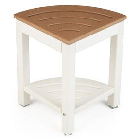 Corner Shower Bench Stool with Storage Shelf for Indoor/Outdoor Use