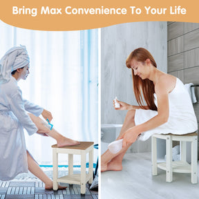 Corner Shower Bench Stool with Storage Shelf for Indoor/Outdoor Use